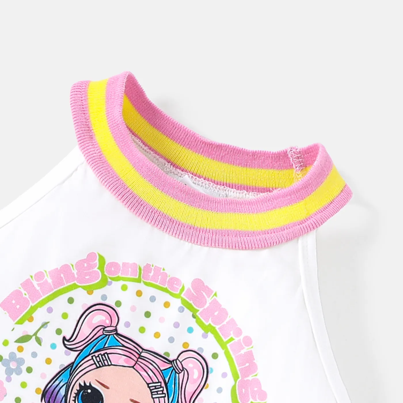 L.O.L. SURPRISE! Toddler/Kid Girl 2pcs Naia™ Character Print Halter Top and Belted Plaid Skirt Set PinkyWhite image 4