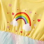 Toddler Girl Rainbow Pattern Mesh Overlay Flutter-sleeve Fairy Dress  image 3