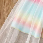 Toddler Girl Rainbow Pattern Mesh Overlay Flutter-sleeve Fairy Dress  image 5