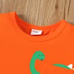 2pcs Toddler Boy Dinosaur Print Short-sleeve Tee and Allover Dinosaur Print Shorts Set  Orange image 3