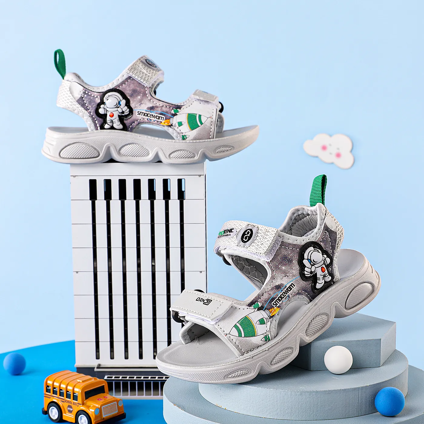 Toddler / Kid Astronaut Graphic Sandals Grey