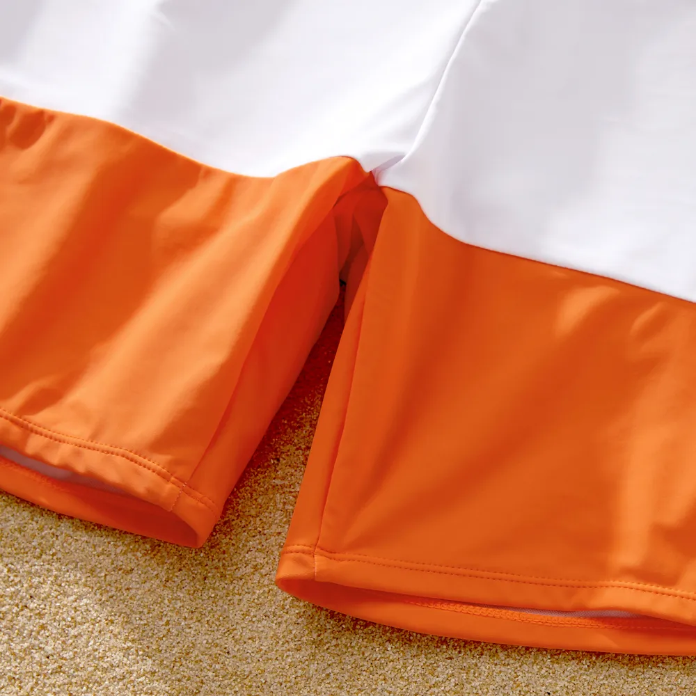 Family Matching Color Block Criss Cross Front One-piece Swimsuit or Swim Trunks Shorts big image 15