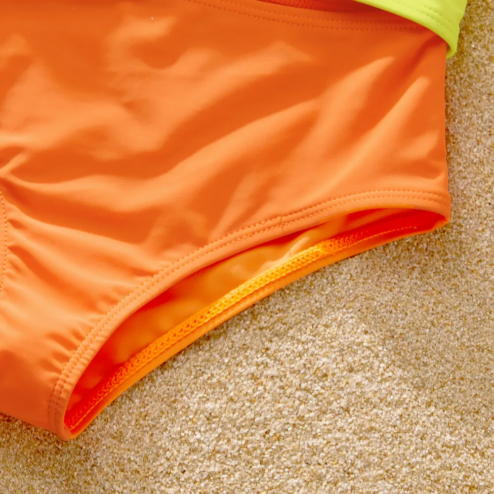 Family Matching Color Block Criss Cross Front One-piece Swimsuit or Swim Trunks Shorts big image 10