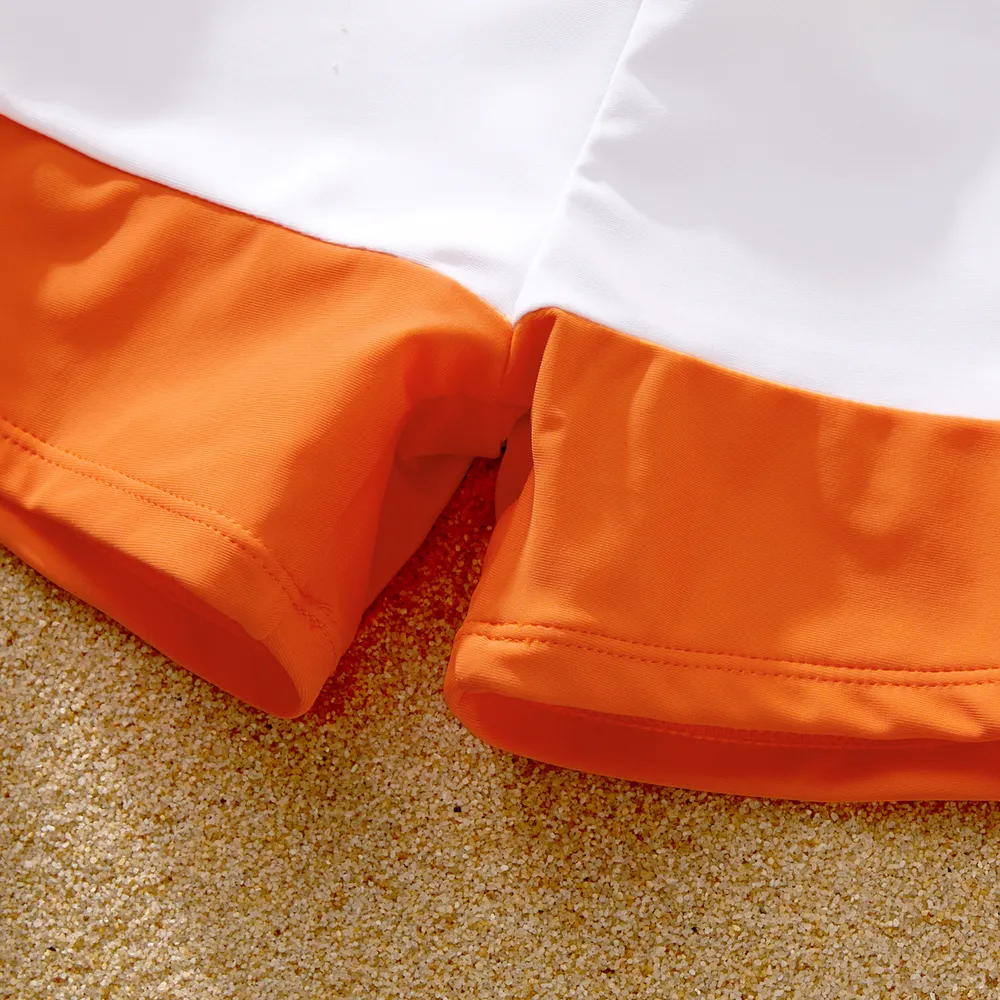 Family Matching Color Block Criss Cross Front One-piece Swimsuit or Swim Trunks Shorts big image 6