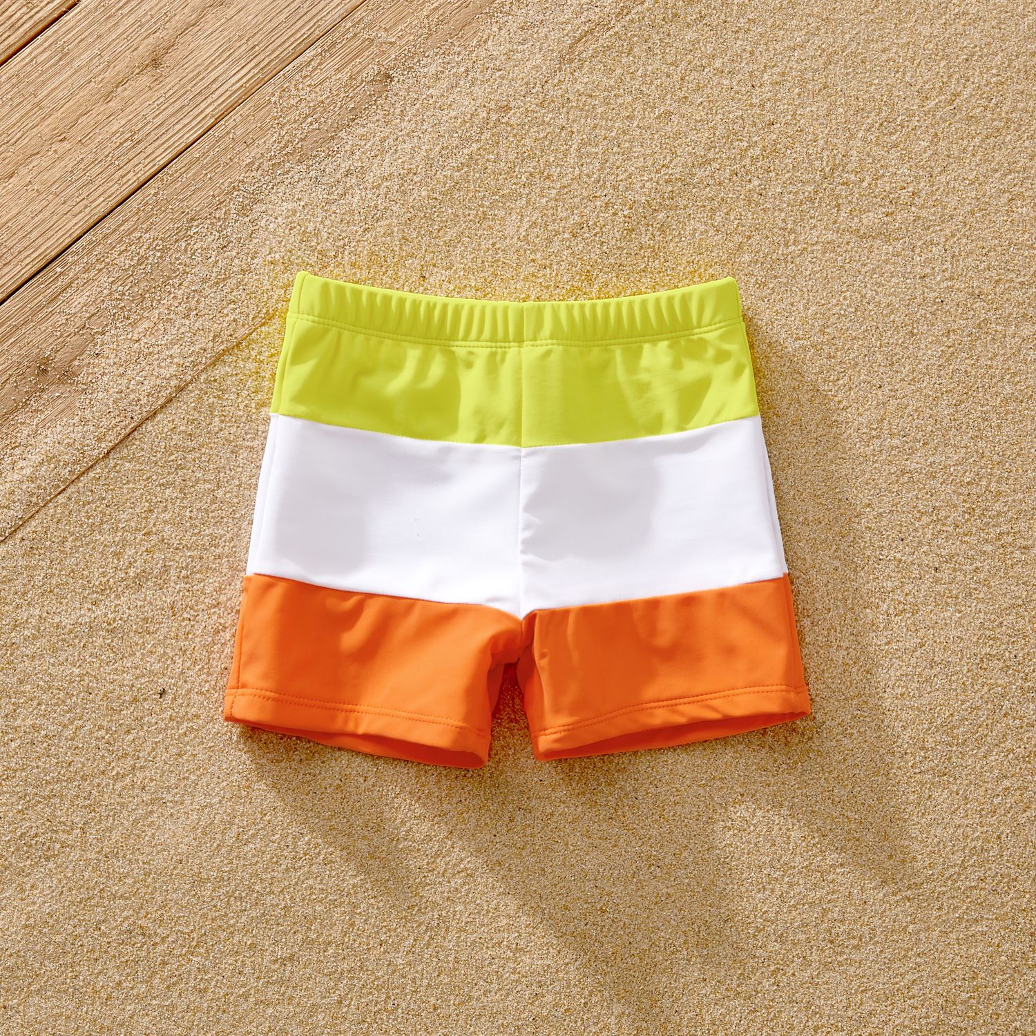Family Matching Color Block Criss Cross Front One-piece Swimsuit Or Swim Trunks Shorts