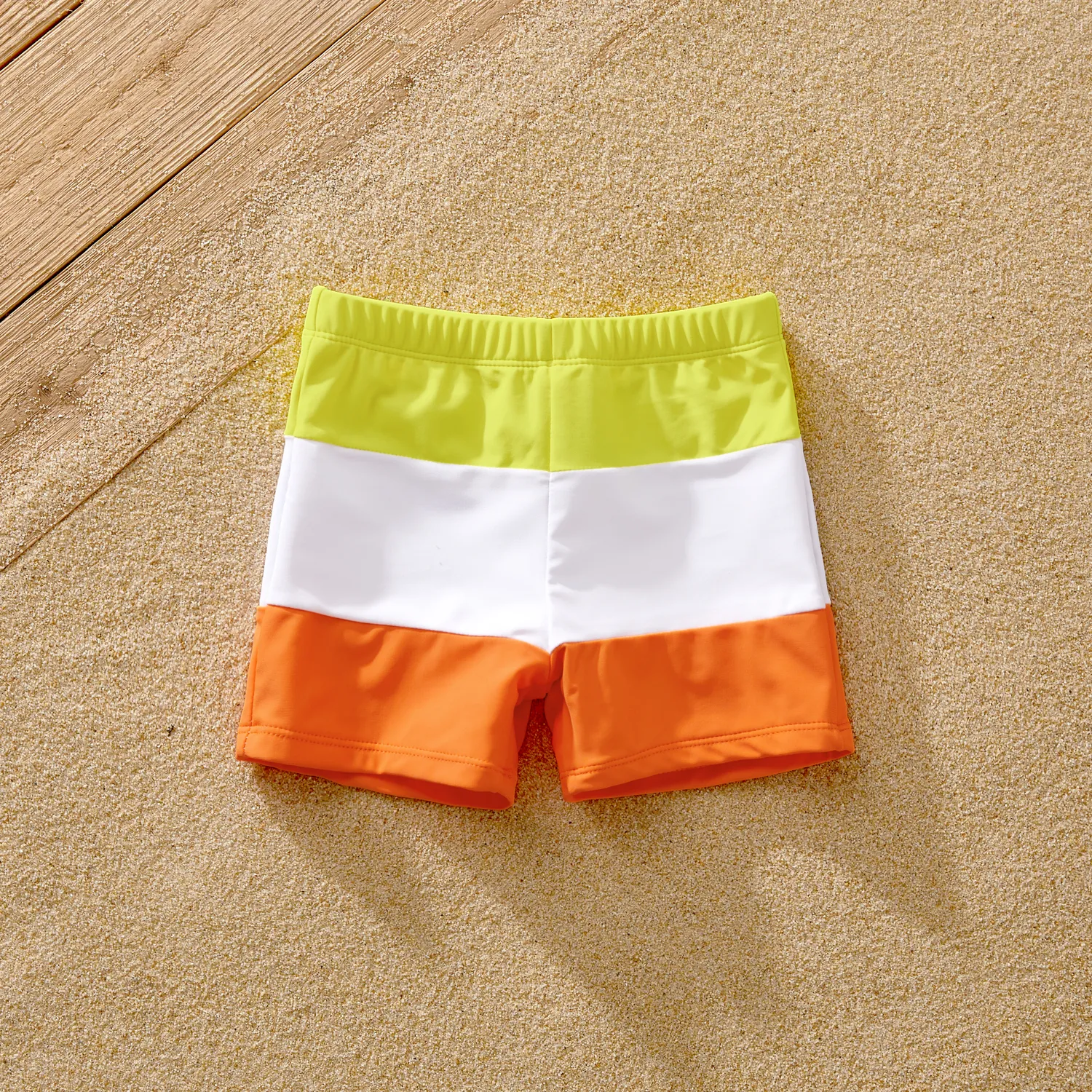 Family Matching Color Block Criss Cross Front One-piece Swimsuit or Swim Trunks Shorts  image 1
