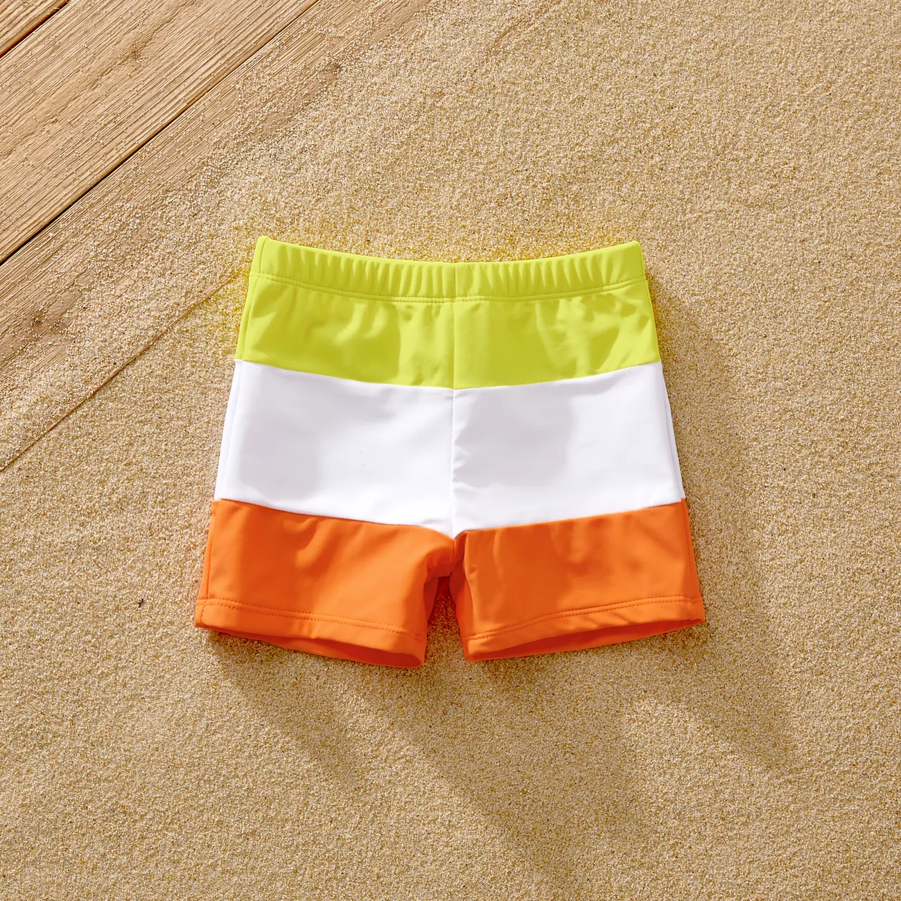Family Matching Color Block Criss Cross Front One-piece Swimsuit or Swim Trunks Shorts  big image 1
