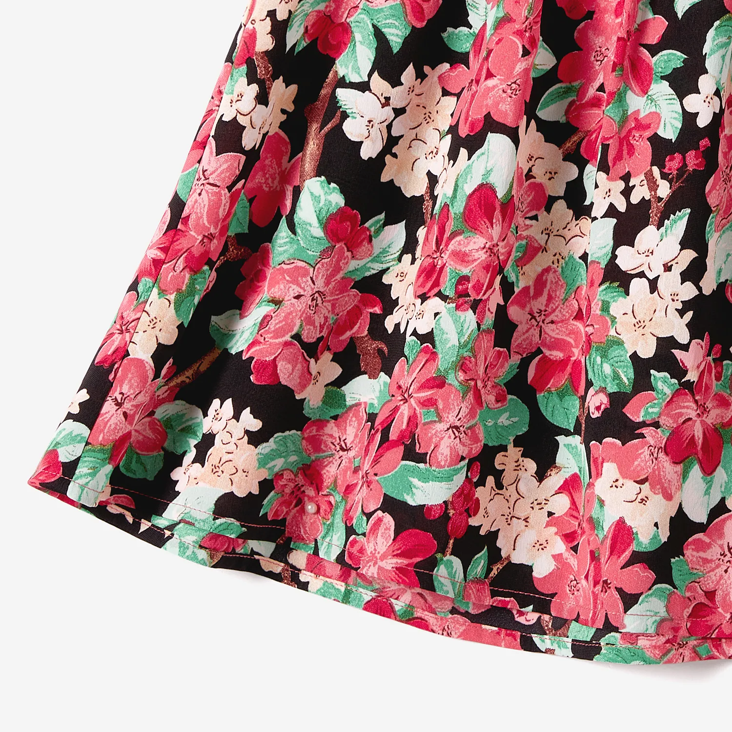 Family Matching Allover Floral Print Ruffled Wrap Knot Side Cami Dresses and Short-sleeve T-shirts Sets  image 4