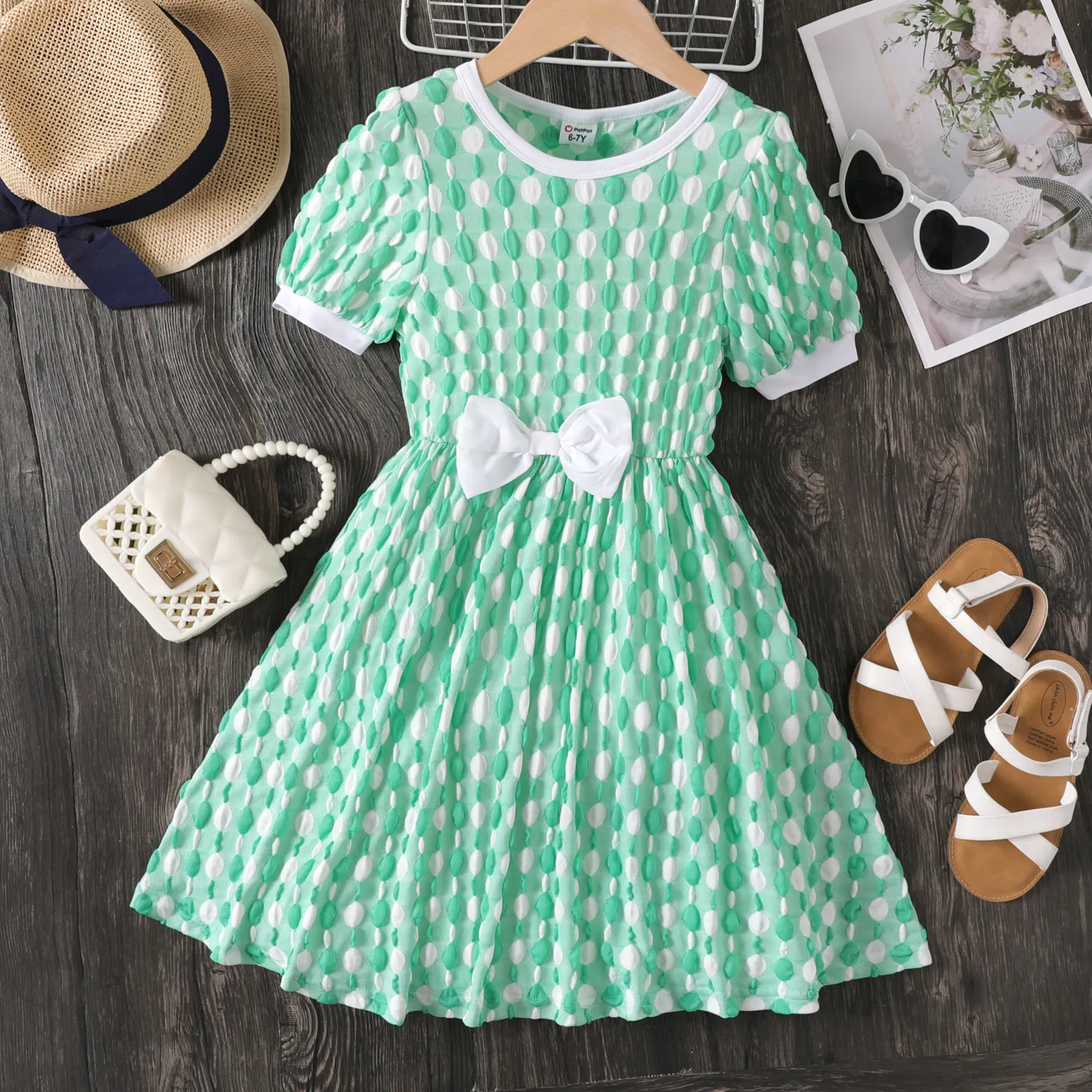 Criança Menina Vestidos Verde Claro big image 1