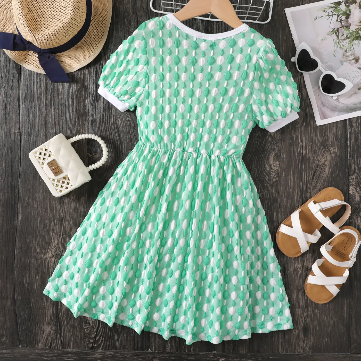 Criança Menina Vestidos Verde Claro image 2