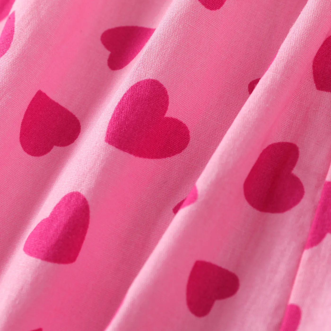 Kid Girl 100% Cotton Allover Hearts Print Ruffle Slip Jumpsuit Pink image 5