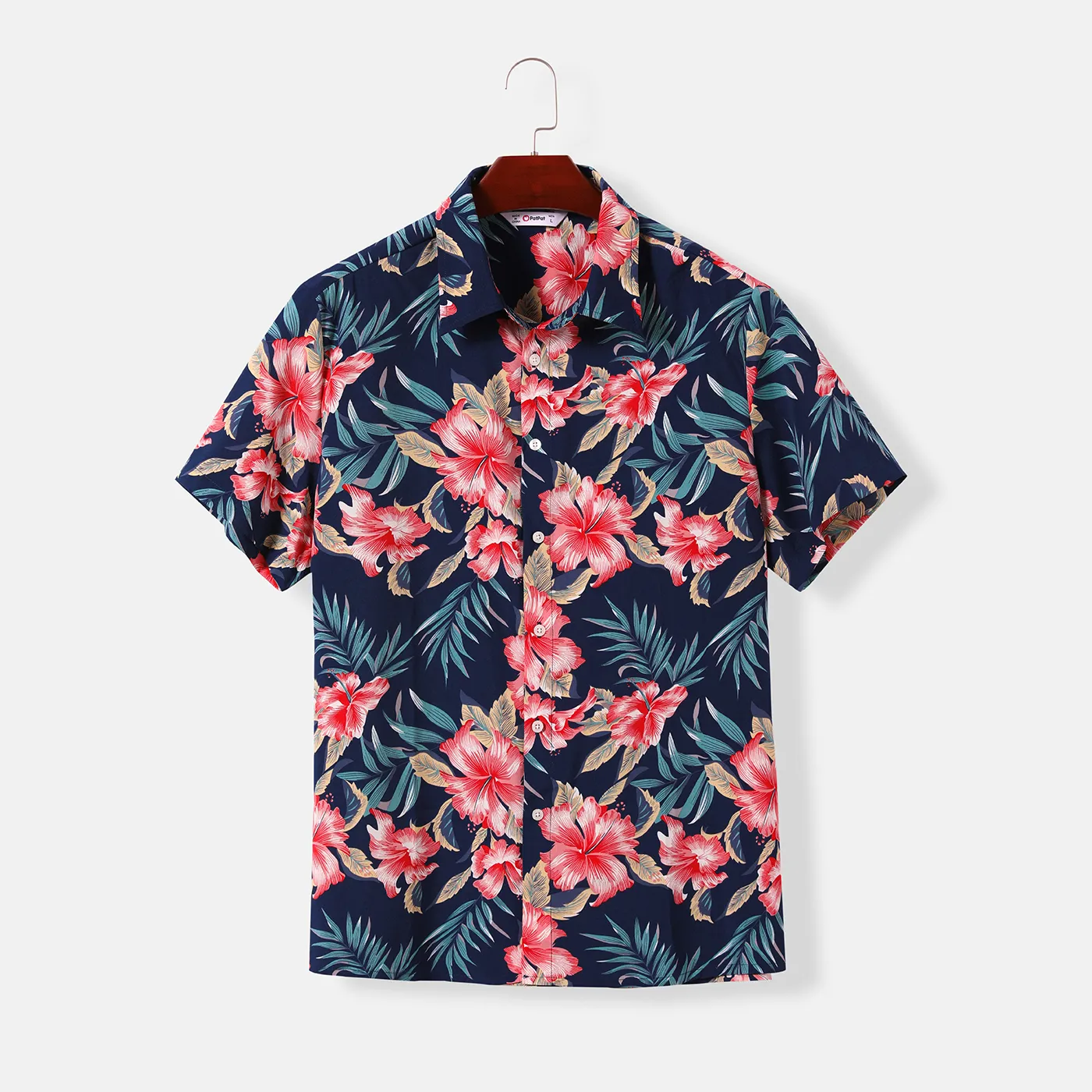 Family Matching Allover Floral Print Halterneck Dresses and Short-sleeve Shirts Sets  big image 17