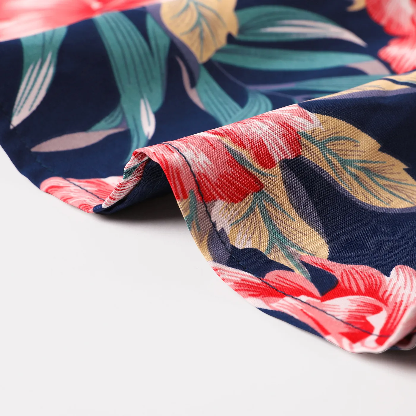 Family Matching Allover Floral Print Halterneck Dresses and Short-sleeve Shirts Sets  big image 13