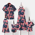 Family Matching Allover Floral Print Halterneck Dresses and Short-sleeve Shirts Sets  image 2