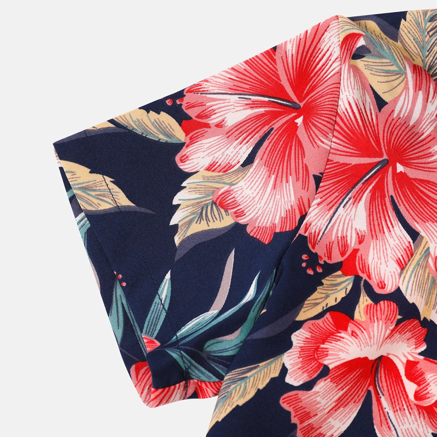 Family Matching Allover Floral Print Halterneck Dresses and Short-sleeve Shirts Sets  big image 7