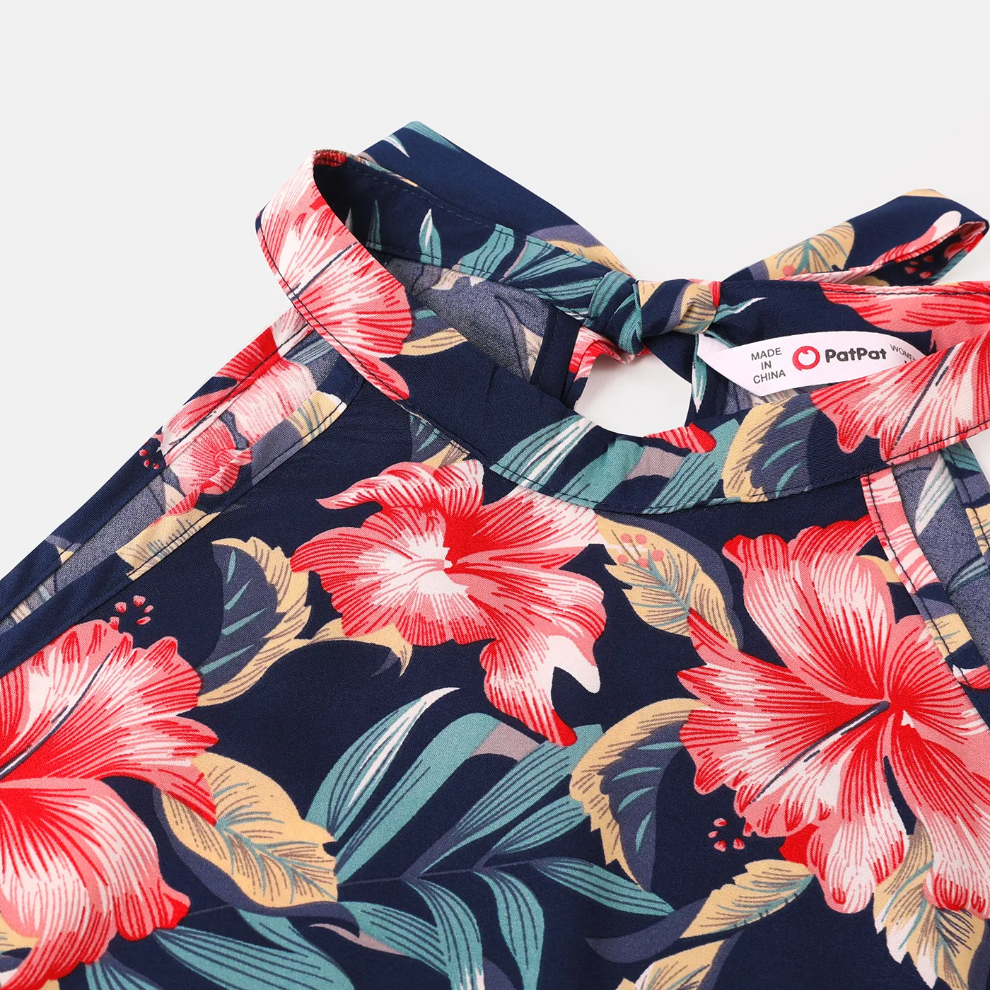 Family Matching Allover Floral Print Halterneck Dresses and Short-sleeve Shirts Sets  big image 15