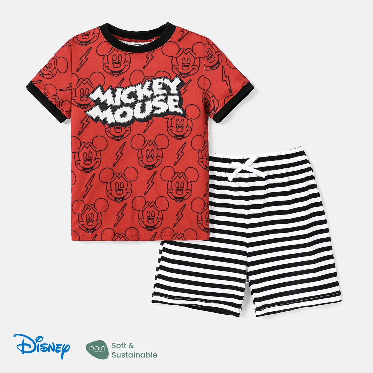 Disney Mickey and Friends Kid Boy 2pcs Character Print Naia™ Short-sleeve Tee and Shorts Set MAROON big image 1