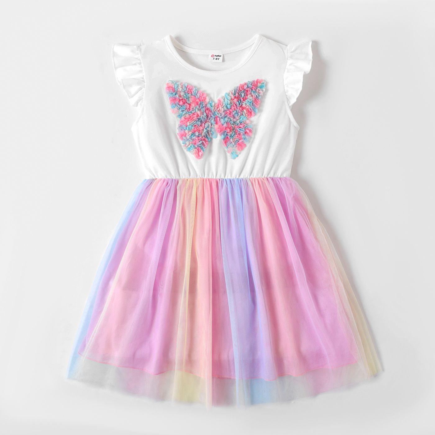 

Kid Girl 3D Butterfly Applique Flutter-sleeve Mesh Fairy Dress