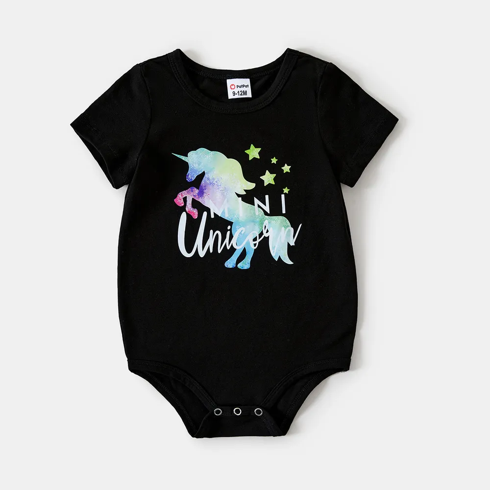 Mommy and Me Unicorn & Letter Print Short-sleeve Cotton Tee  big image 1