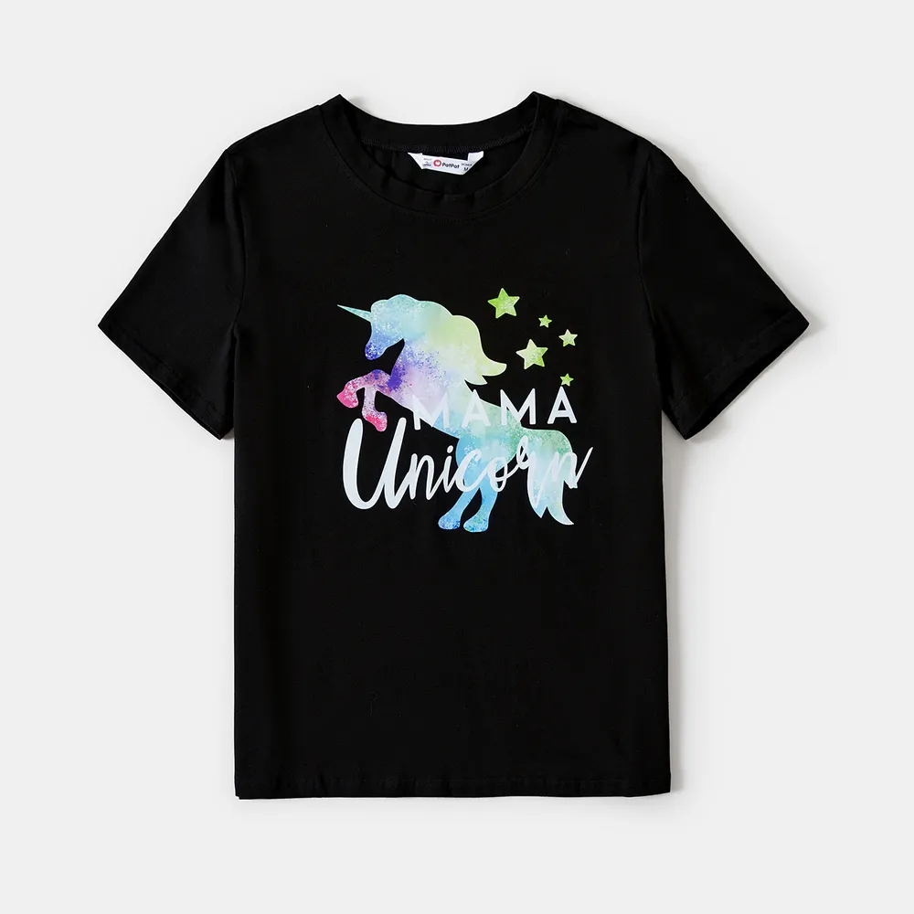 Mommy and Me Unicorn & Letter Print Short-sleeve Cotton Tee  big image 9