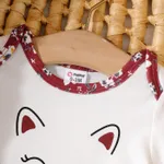 2pcs Baby Girl Cat & Floral Print Short-sleeve Bodysuit Dress with Headband  image 3