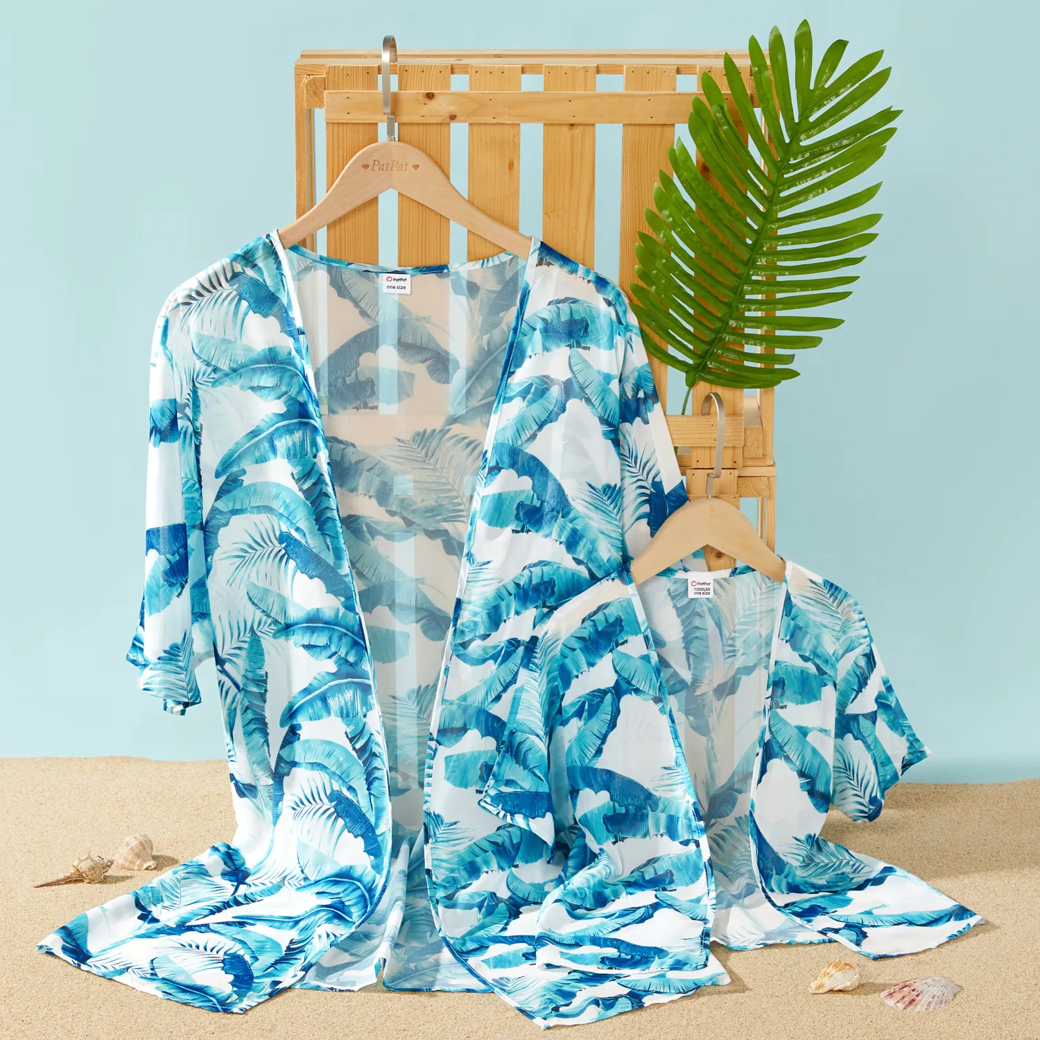 

Mommy and Me Plant Print Open Front Kimono Cardigan