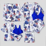 Family Matching Plant Floral Print Crisscross Front One-piece Swimsuit or Swim Trunks Shorts  image 4