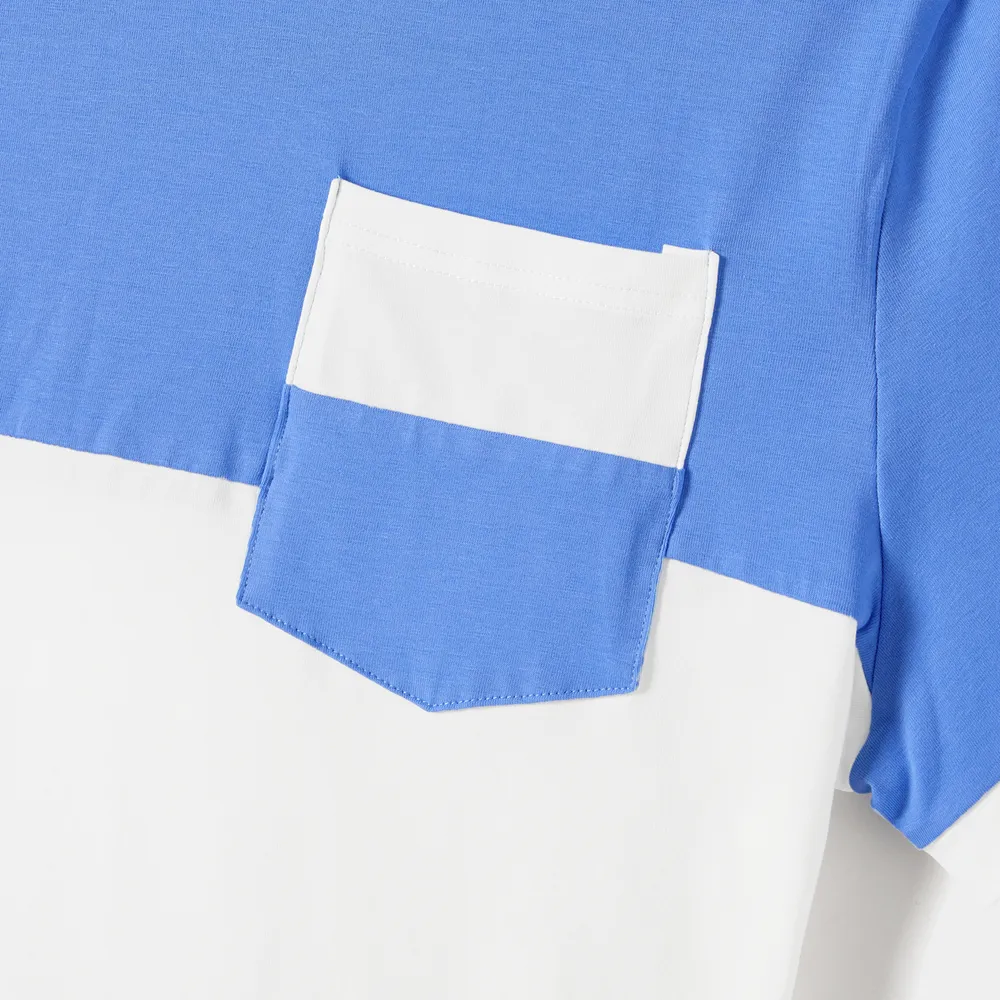 Family Matching Dots Pattern Belted Ruffle-sleeve Dresses and Colorblock T-shirts Sets big image 21
