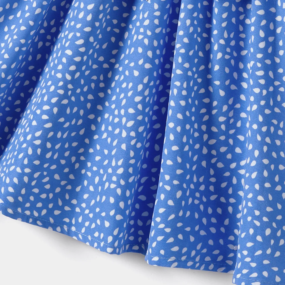 Family Matching Dots Pattern Belted Ruffle-sleeve Dresses and Colorblock T-shirts Sets big image 15