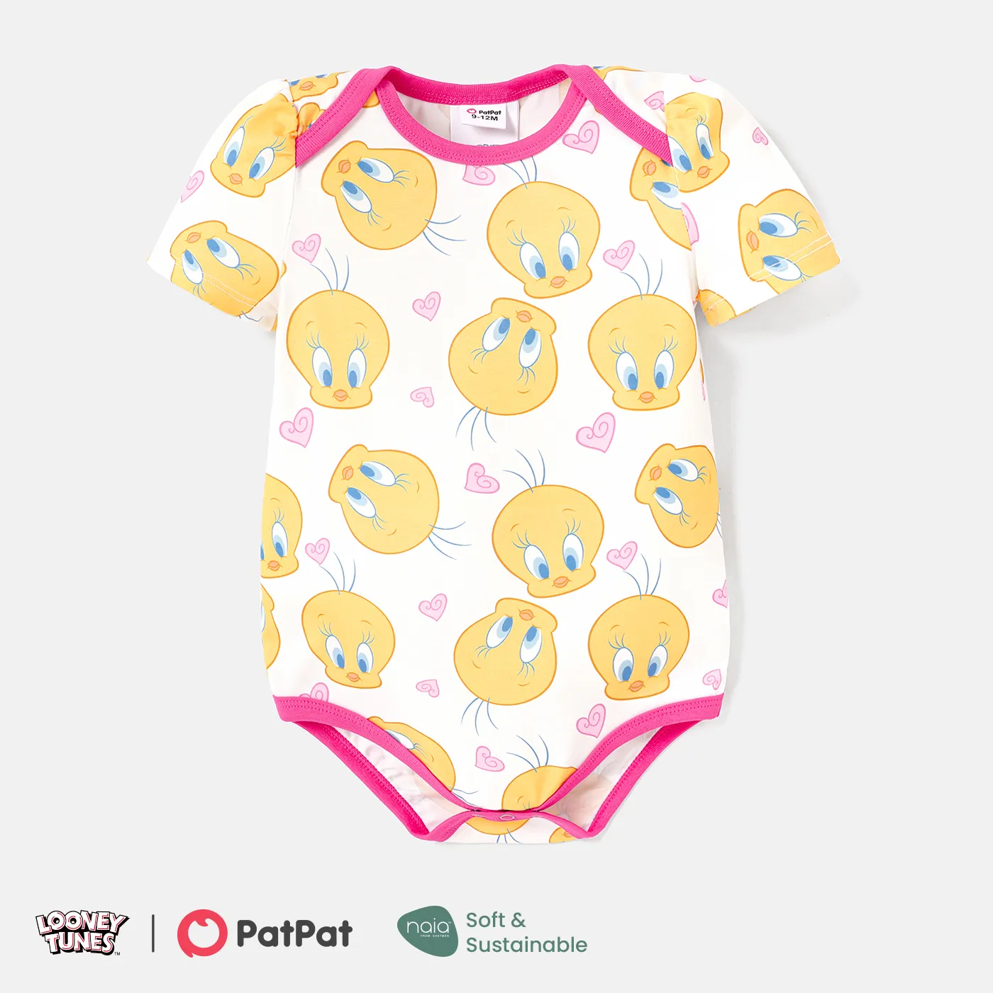 Looney Tunes Bebé Menina Infantil Manga curta Macacão curto Branco