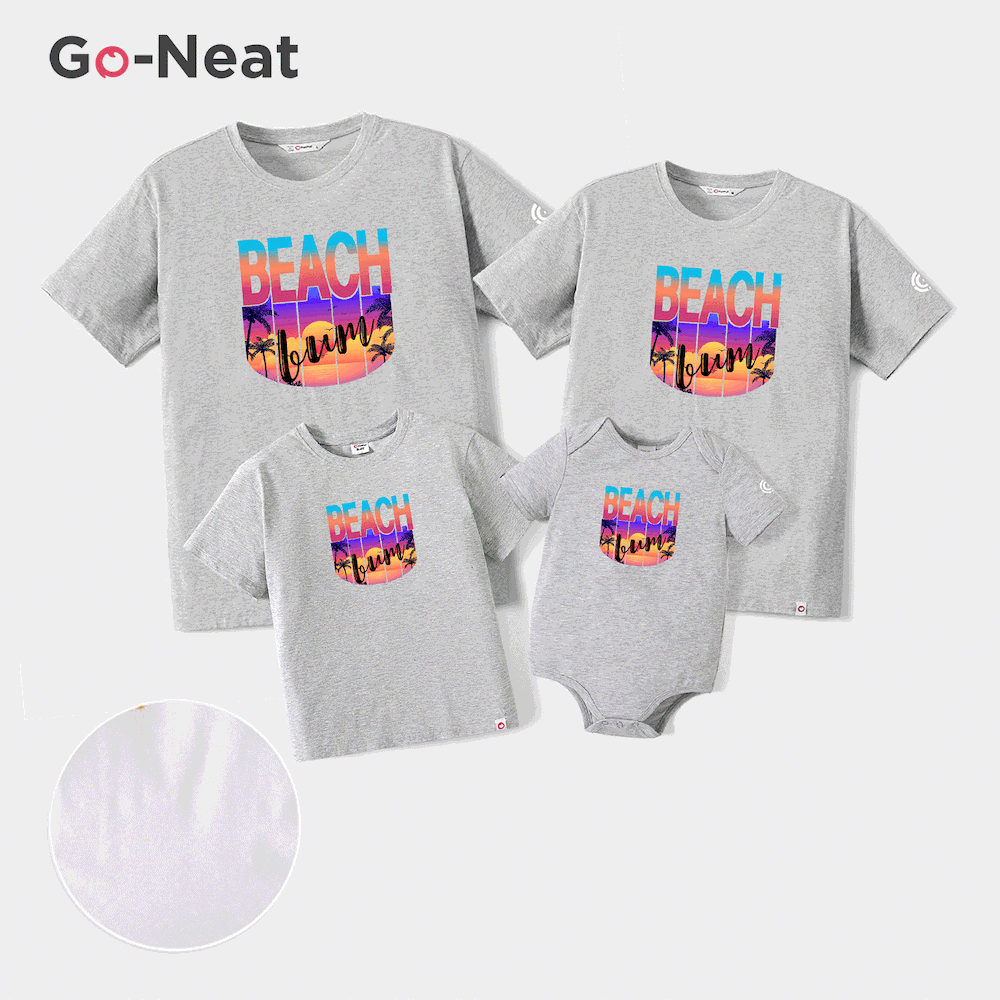 Go-Neat Water Repellent and Stain Resistant Family Matching Beach & Letter Print Short-sleeve Tee  big image 9