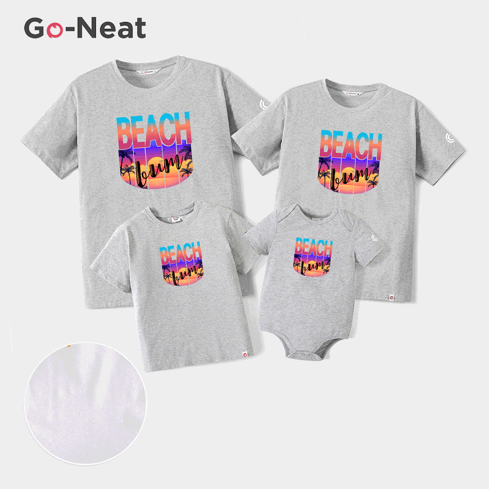 Go-Neat Water Repellent and Stain Resistant Family Matching Beach & Letter Print Short-sleeve Tee big image 9