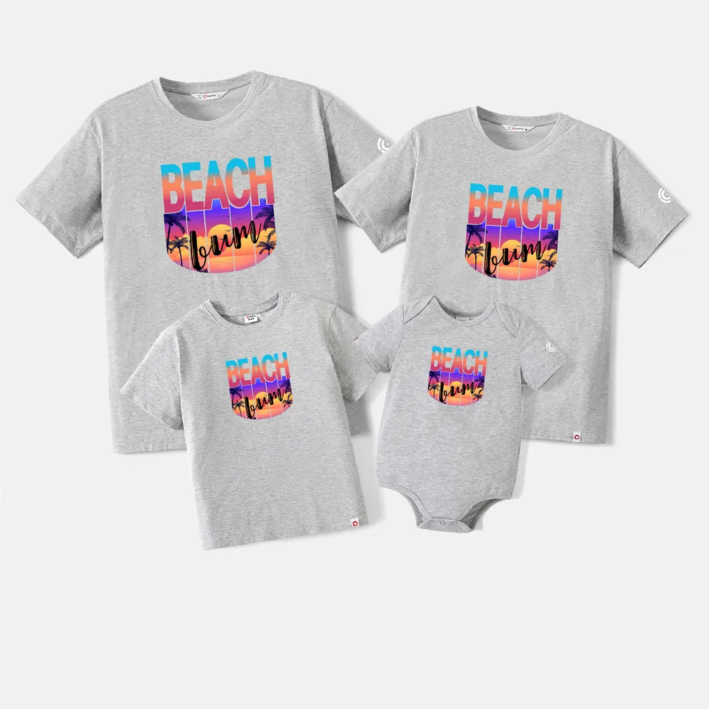 Go-Neat Water Repellent and Stain Resistant Family Matching Beach & Letter Print Short-sleeve Tee big image 10