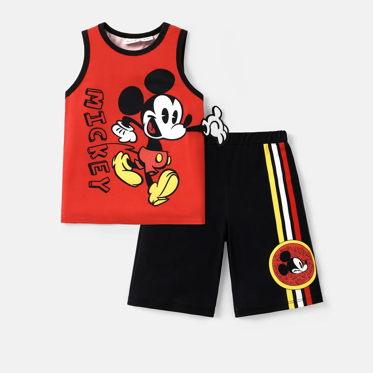Disney Mickey and Friends Toddler Boy 2pcs Naia™ Character Print Tank Top and Shorts Set redblack big image 1