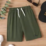 Kid Boy Dinosaur Embroidered Bermuda Shorts Army green