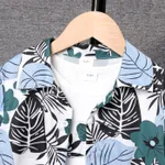 3pcs Kid Boy Tropical Plant Print Short-sleeve Shirt & Top & Solid Shorts Set Beige image 3
