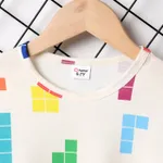 2pcs Kid Boy Tetris Print Long-sleeve Top and Shorts Set   image 3