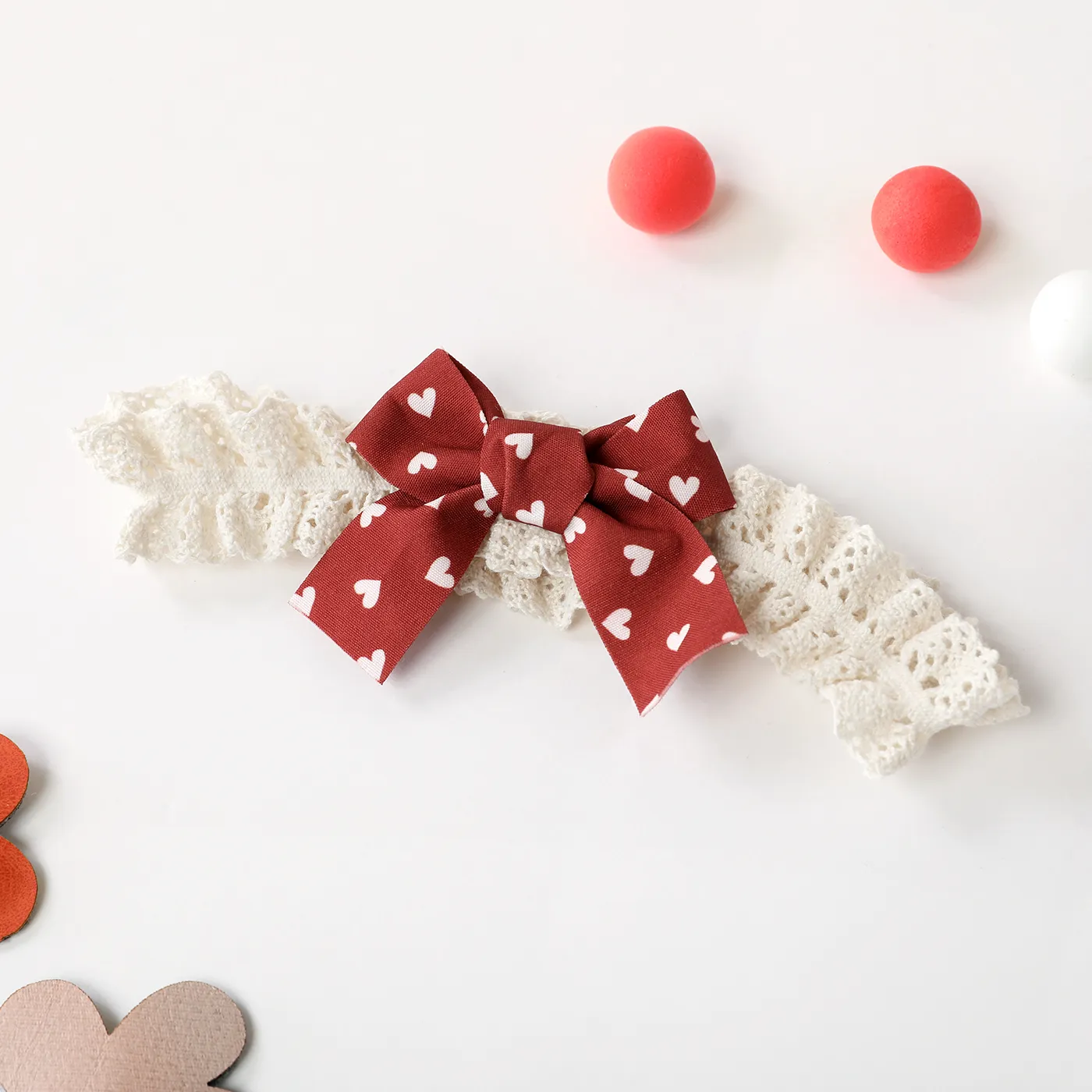 Baby Heart Print Bow Decor Socks and Headband Set  image 2
