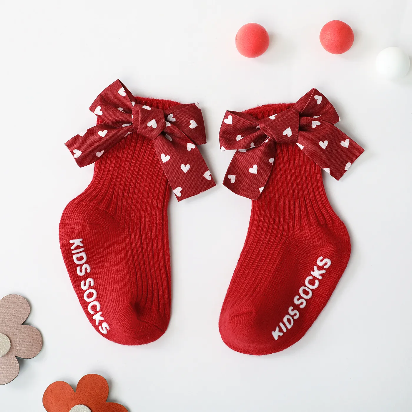 Baby Heart Print Bow Decor Socks and Headband Set  image 6