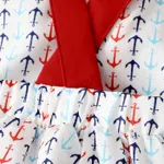 2pcs Baby Girl Allover Anchor Print Bow Decor Strappy Bodysuit Dress and Headband Set  image 5