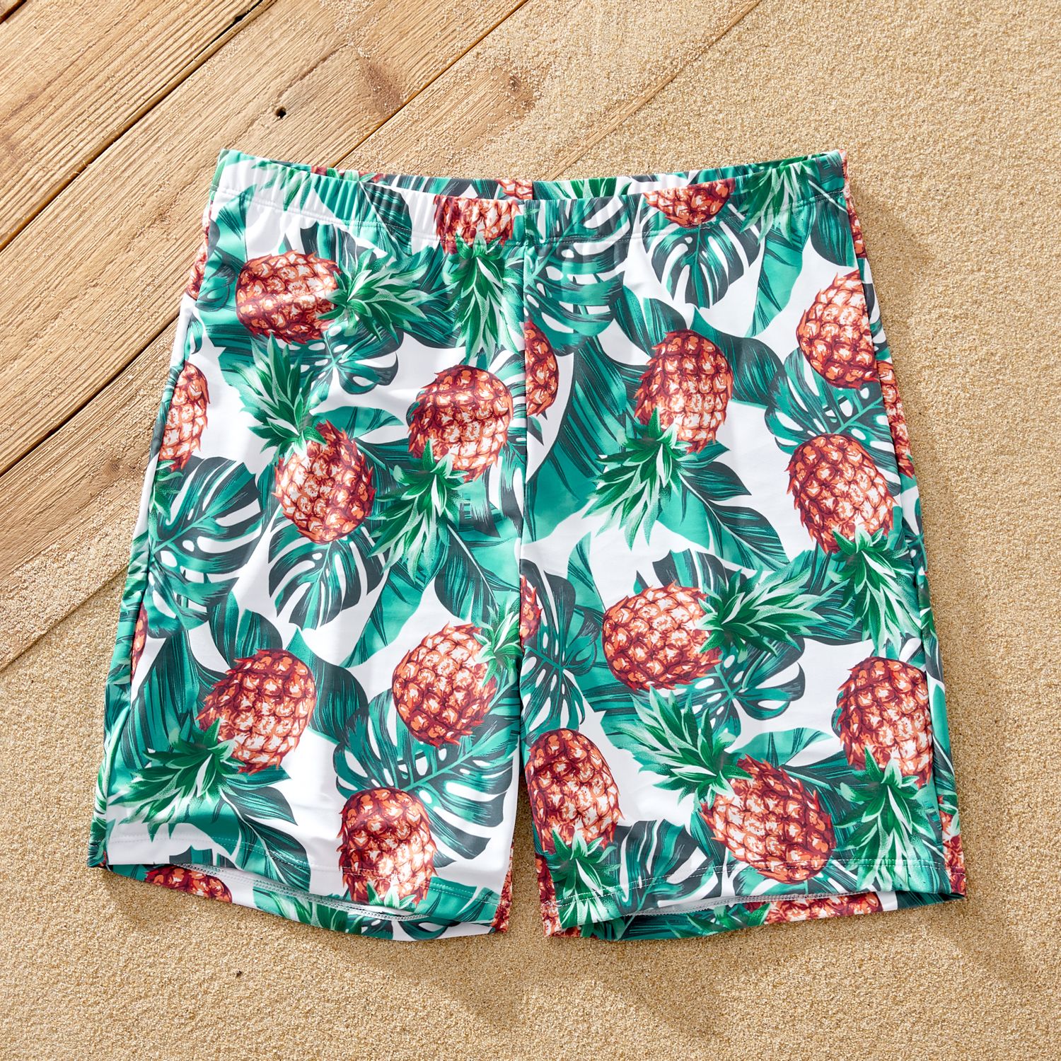 Famille Matching Pineapple Print Ruffled Two-piece Maillot De Bain Ou Swim Trunks Shorts