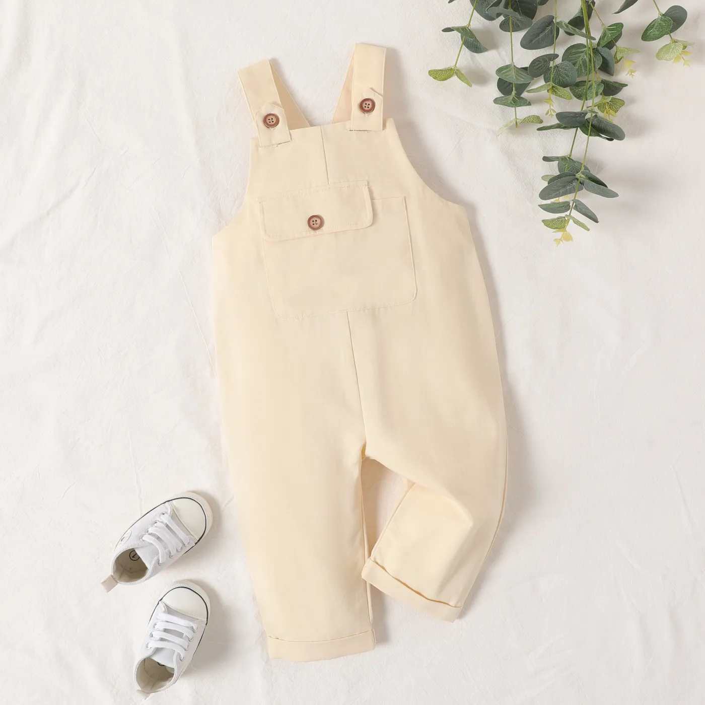 

Baby Boy 100% Cotton Patch Pocket Cami Jumpsuit