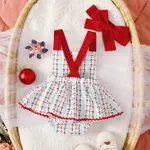 2pcs Baby Girl Allover Anchor Print Bow Decor Strappy Bodysuit Dress and Headband Set  image 2