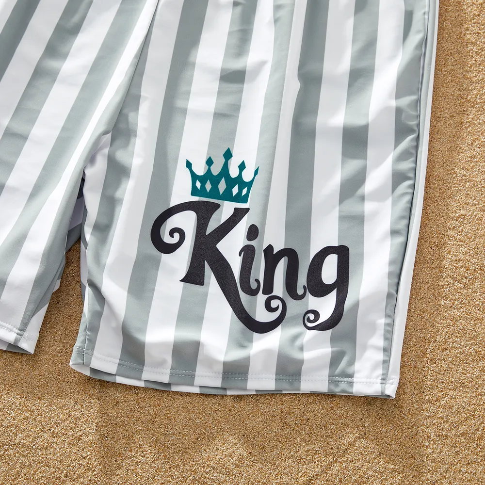 Family Matching Polka Dots Knot Front Ruffled One-piece Swimsuit or Stripe Swim Trunks Shorts big image 17