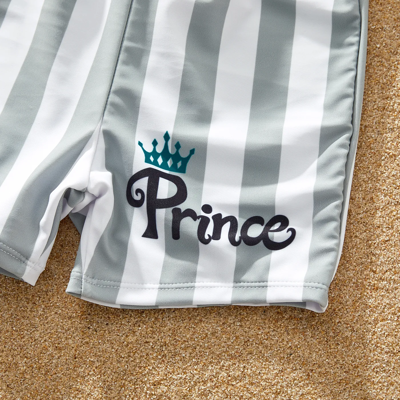 Family Matching Polka Dots Knot Front Ruffled One-piece Swimsuit or Stripe Swim Trunks Shorts  image 5