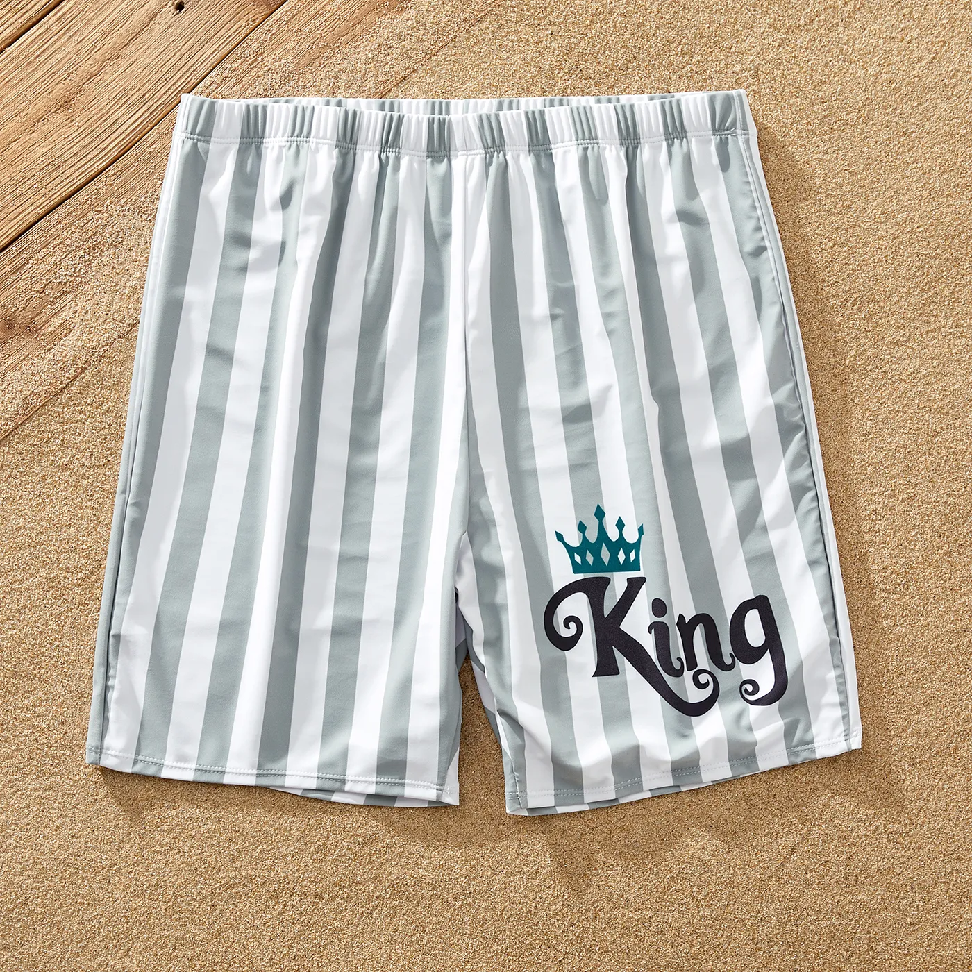 Family Matching Polka Dots Knot Front Ruffled One-piece Swimsuit or Stripe Swim Trunks Shorts  big image 15