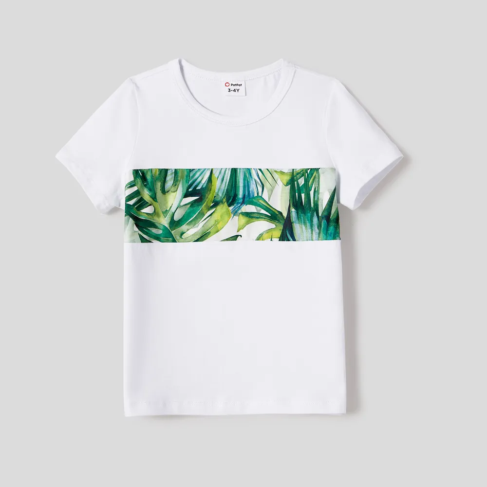Family Matching Allover Plant Print Belted Tank Dresses and Short-sleeve T-shirts Sets big image 10