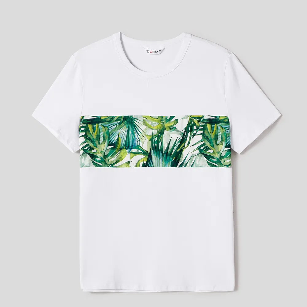 Family Matching Allover Plant Print Belted Tank Dresses and Short-sleeve T-shirts Sets  big image 9