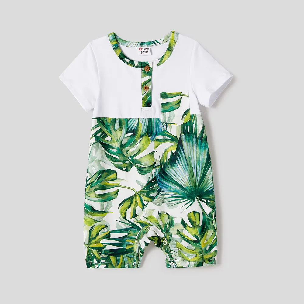 Family Matching Allover Plant Print Belted Tank Dresses and Short-sleeve T-shirts Sets  big image 1