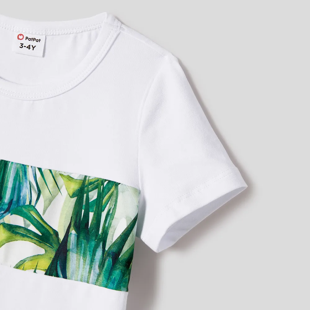 Family Matching Allover Plant Print Belted Tank Dresses and Short-sleeve T-shirts Sets big image 11